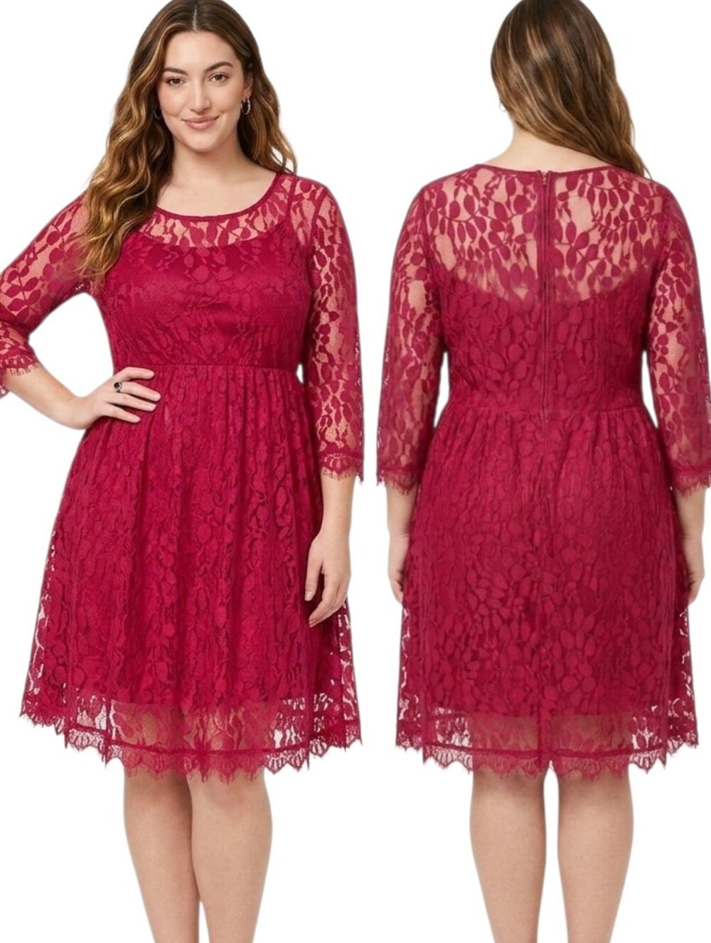 TORRID Fuchsia Lace Leaf Skater Dress - Size 24